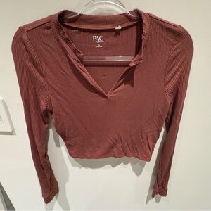 Pac Cares Brown Long Sleeve Top Size Medium